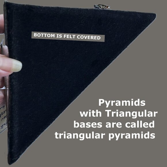 Vintage Glass Trinket Box signed by artist, Triangular PYRAMID leaded glass box - Picture 13 of 16